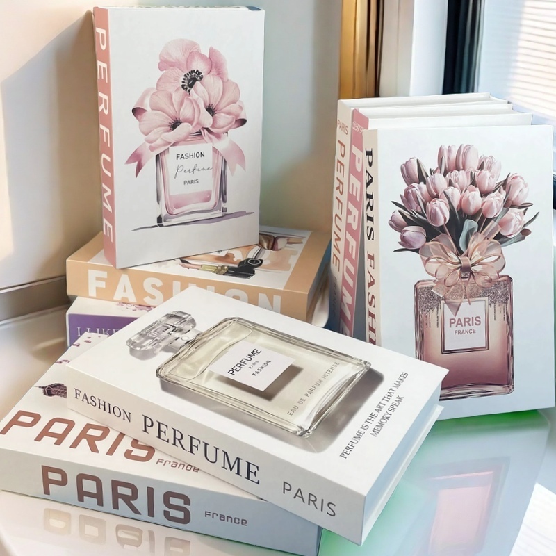 Perfume Fragrance House - 香水収納ボックス,オープンボックス,家の装飾,豪華な偽の本,コーヒーテーブルの棚の装飾品,室内装飾,ファッション