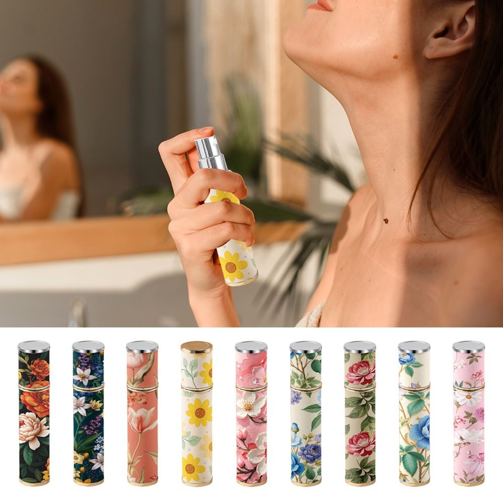Perfume Fine Fragrance - ファッション PU レザー香水瓶 10 ミリリットル花柄化粧品容器漏れ防止空の超微細ミストフレグランス容器旅行