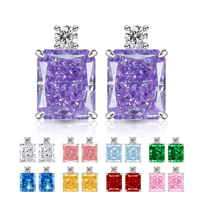 Perfume Fine Fragrance - LAYA カラフルなアイスフラワーカット高炭素ダイヤモンド 925 スターリングシルバーライト高級香水瓶レディースエレガントなスタッドピアス