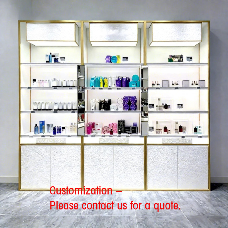 Perfume Fragrance Shop - カスタムメイドの高級LED照明付き香水店陳列什器、カスタムステンレス製プレミアムフレグランス小売用S
