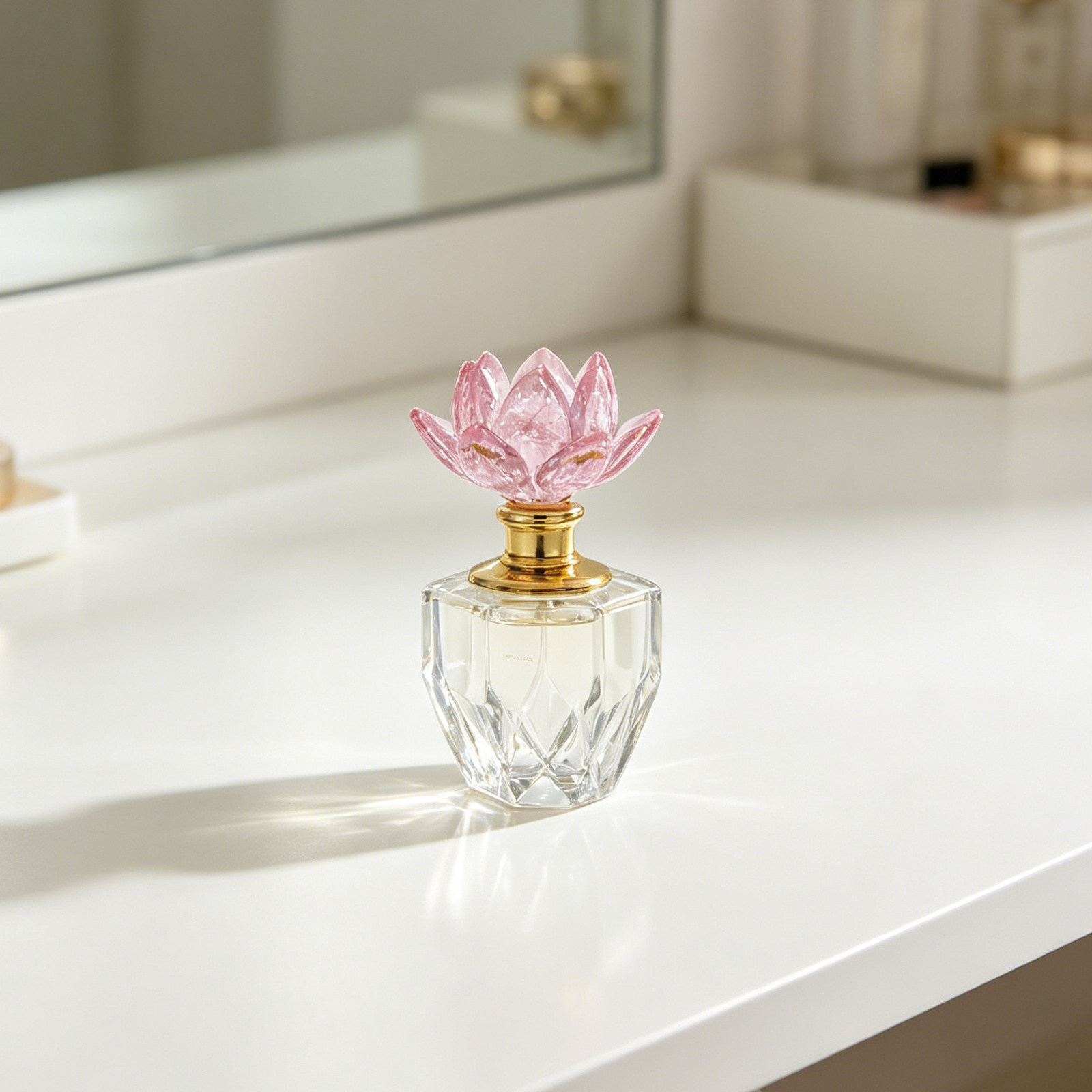 クリスタル香水瓶、エレガントな蓮の花のデザイン、詰め替え可能 - Perfume Fragrance Refill のレビューと価格