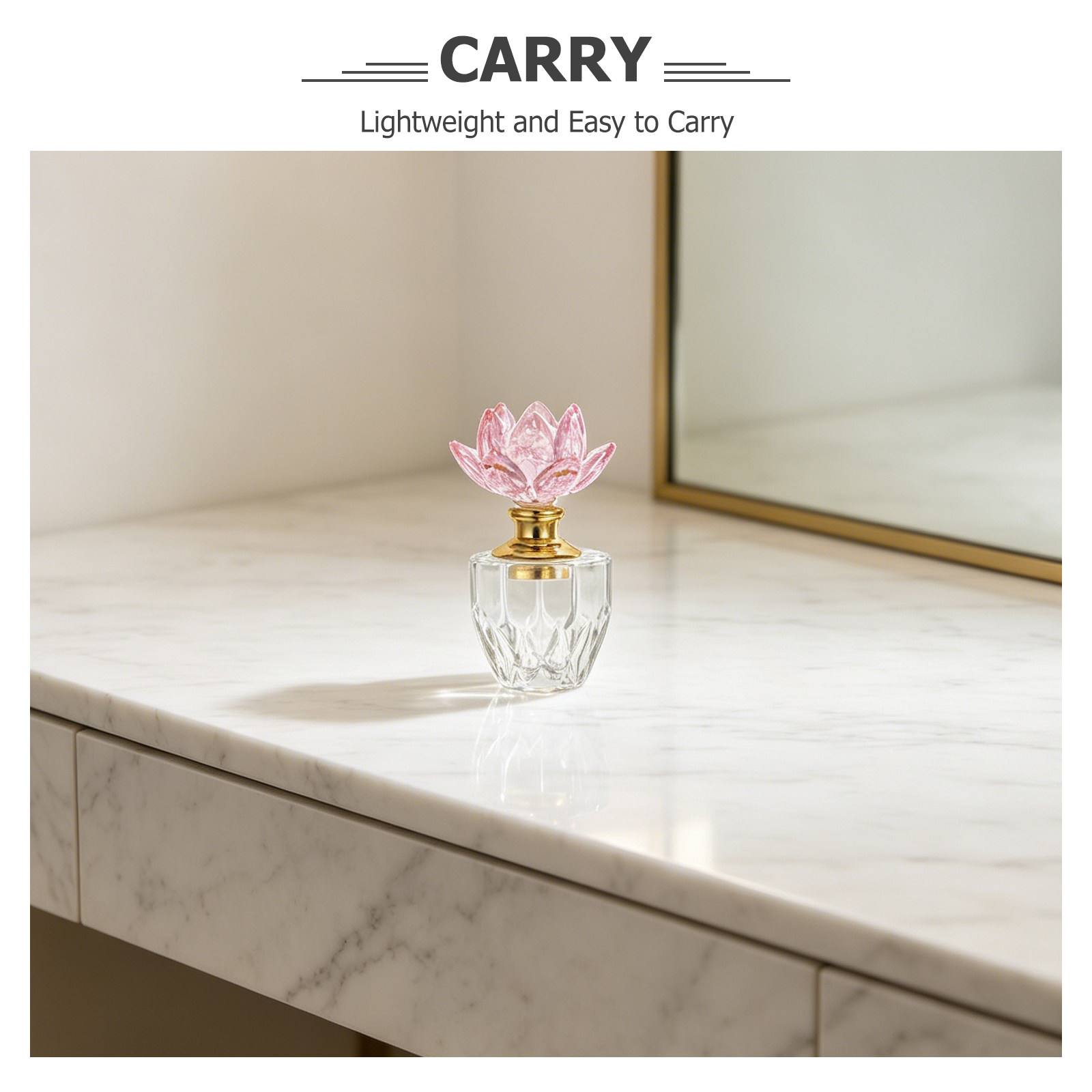 クリスタル香水瓶、エレガントな蓮の花のデザイン、詰め替え可能 - Perfume Fragrance Refill のレビューと価格