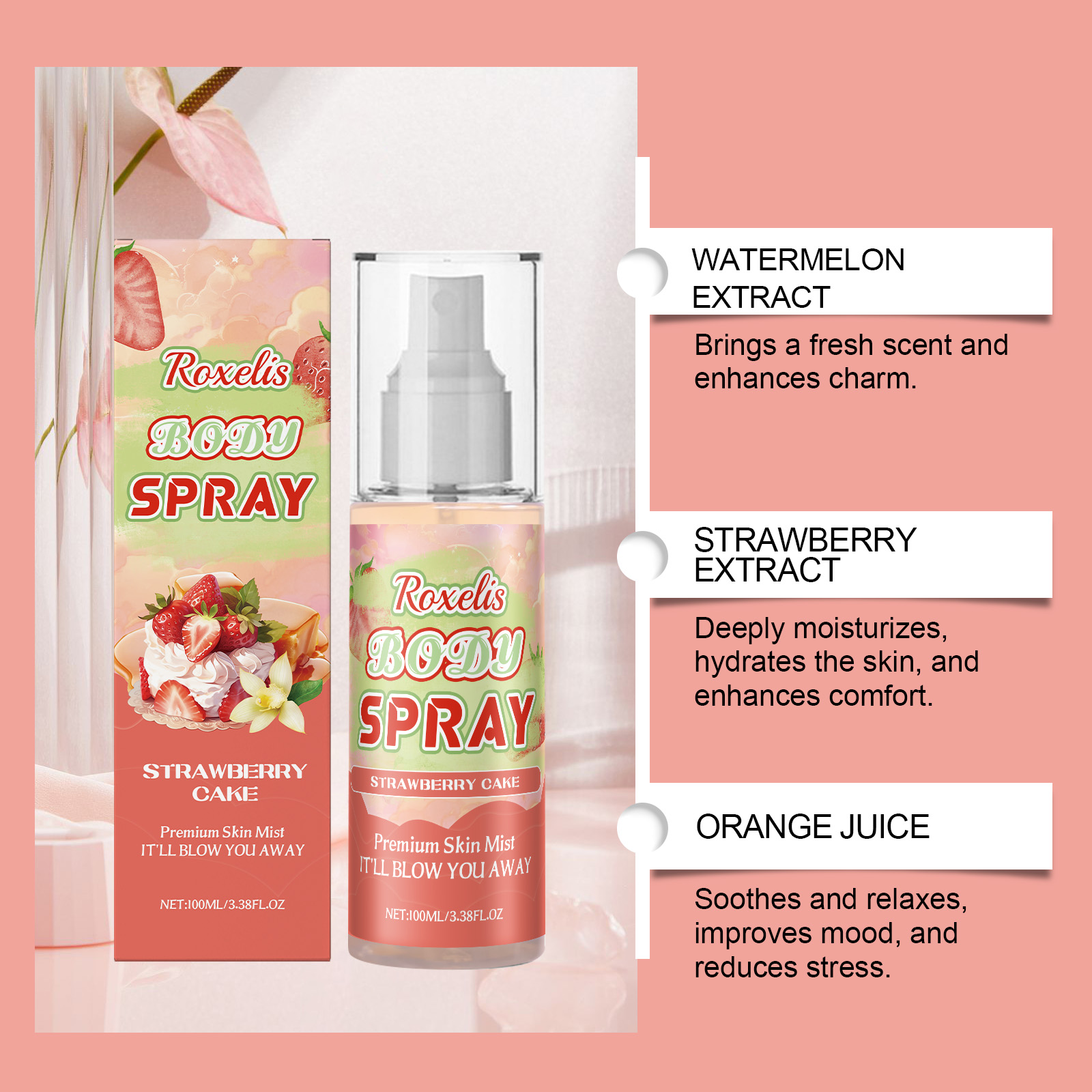 ロクセリス ストロベリーケーキ ボディミスト 長続きするフレ - Perfume Fragrance Mist のレビューと価格