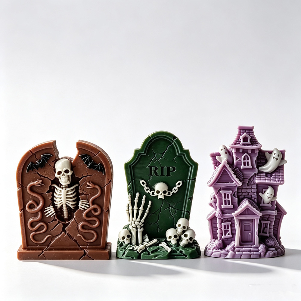 ハロウィン墓石シリコンモールドお化け屋敷スケルトンキャンドル - Perfume Fragrance House のレビューと価格