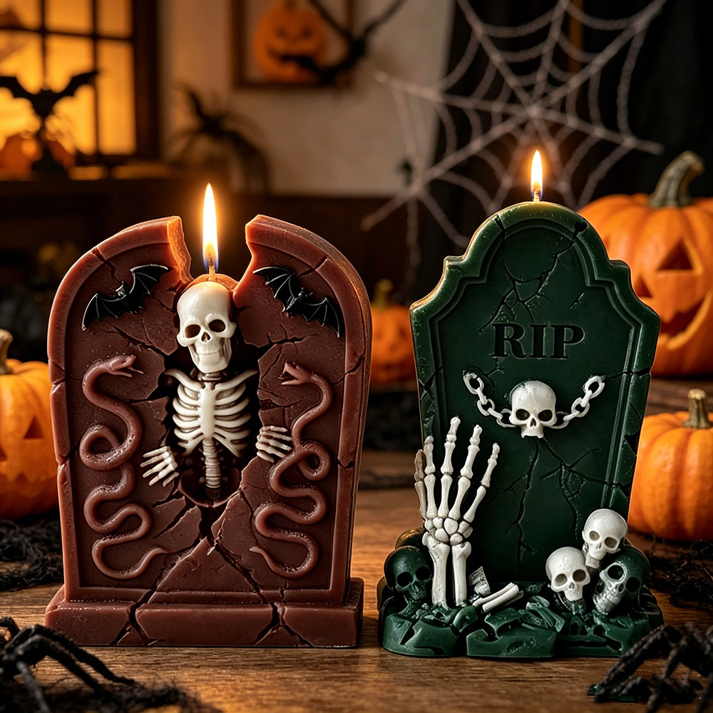 ハロウィン墓石シリコンモールドお化け屋敷スケルトンキャンドル - Perfume Fragrance House のレビューと価格